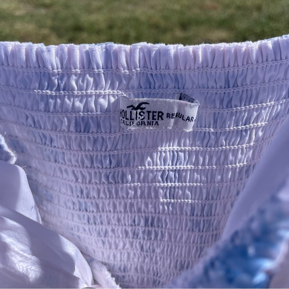 Hollister Light Blue Smocked Dress With Eyelet Details - Picture 4 of 4